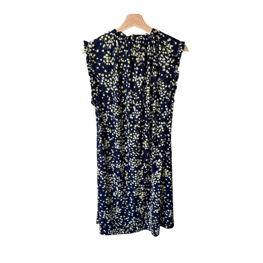 Tommy Hilfiger Dress Floral Blue Mock Neck Ruffle Shift Business Party Size 14 - Picture 2 of 5